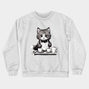 Cat Cafe Cute Barista Crewneck Sweatshirt